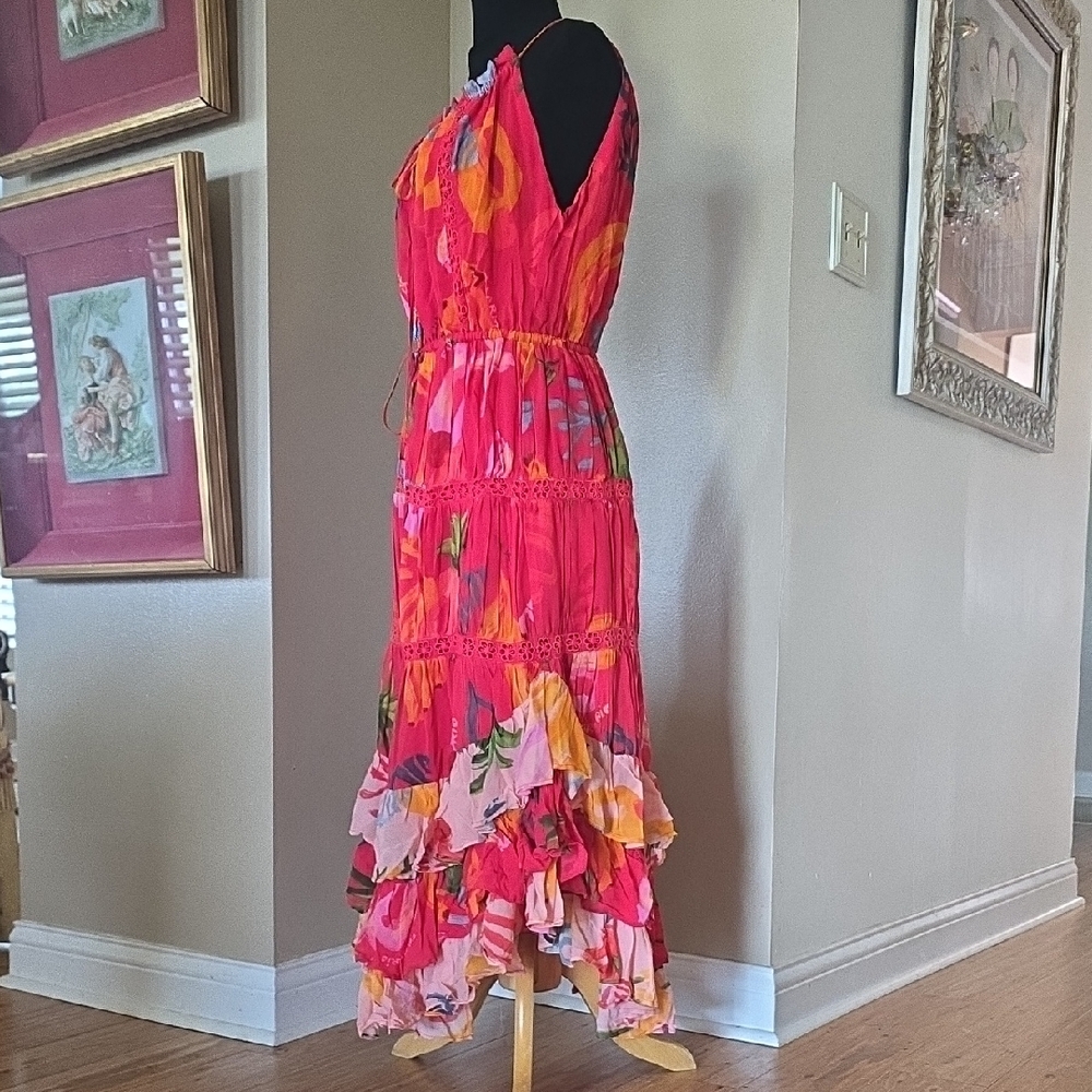 FARM Rio Mixed Fruits Ocean Ruffled Maxi Dress - Picture 2 of 9
